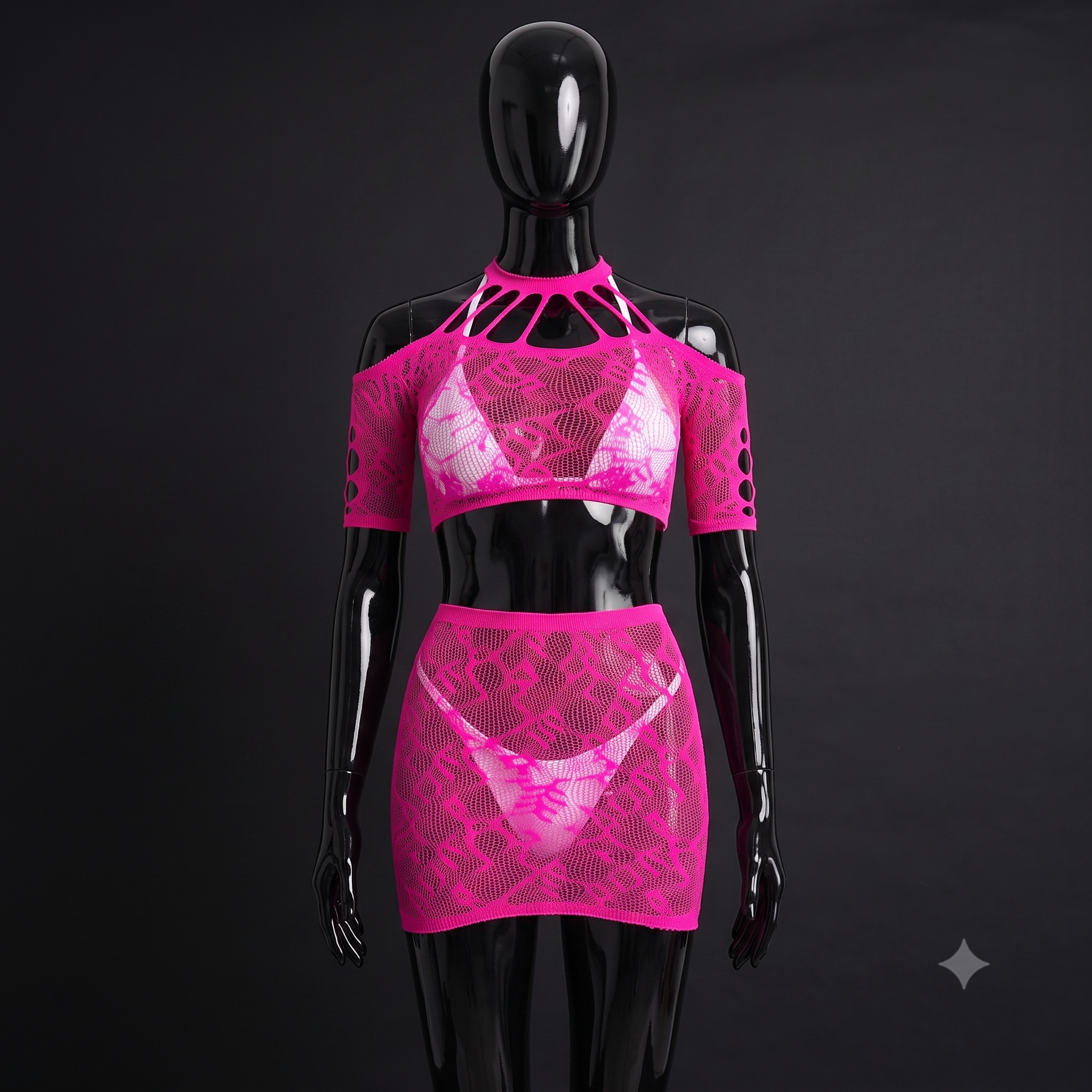 Neon Crush Fishnet & Lace Set