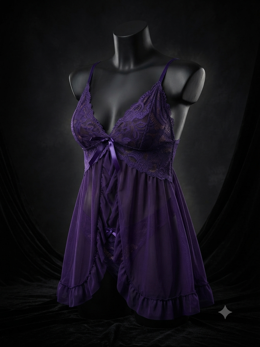 Royal Amethyst Lace Nightgown
