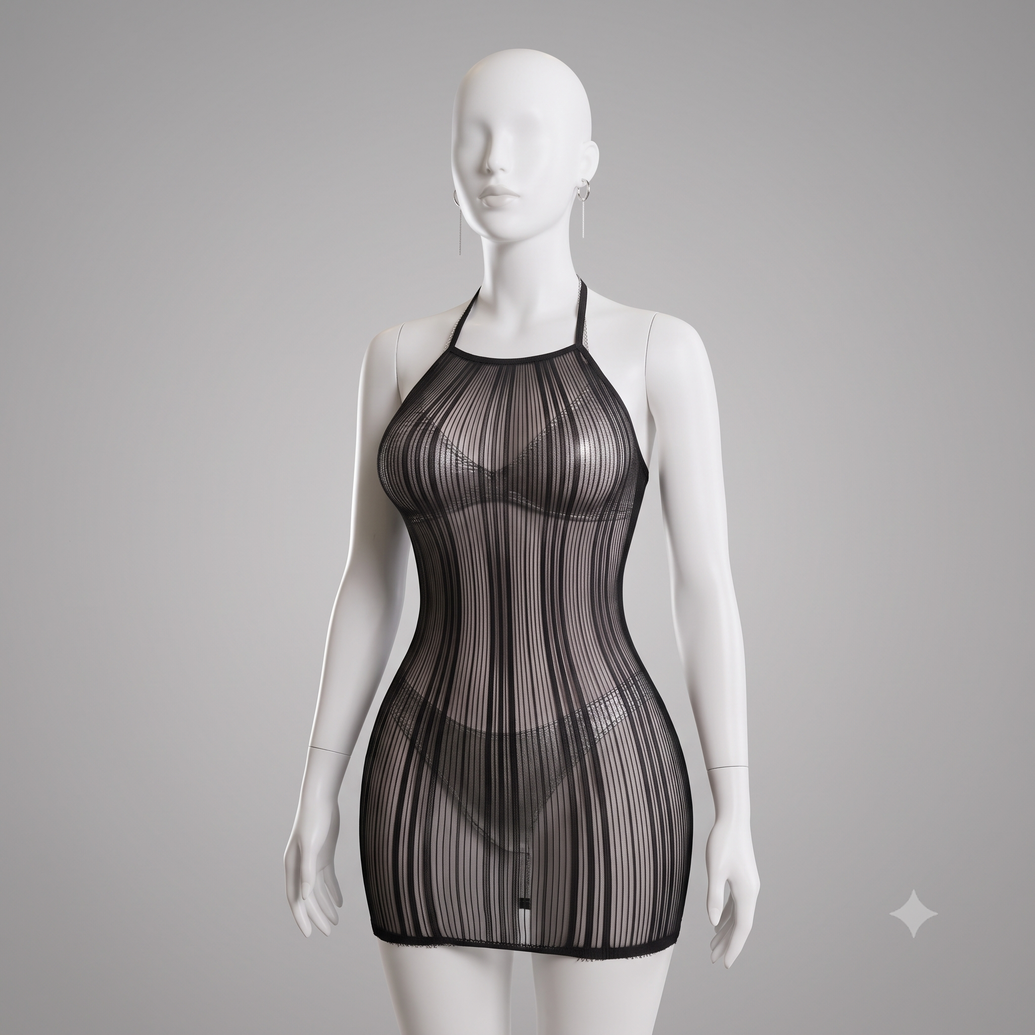 The Midnight Sheer Floral Crotchless Body Stocking